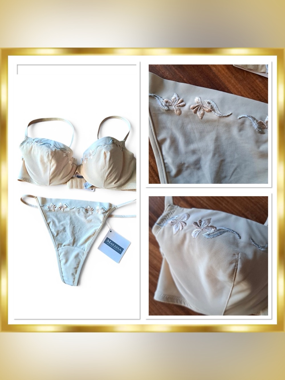 La Perla Minuetto Silk Cream Floral Frastaglio Embroidered Set NWT RARE